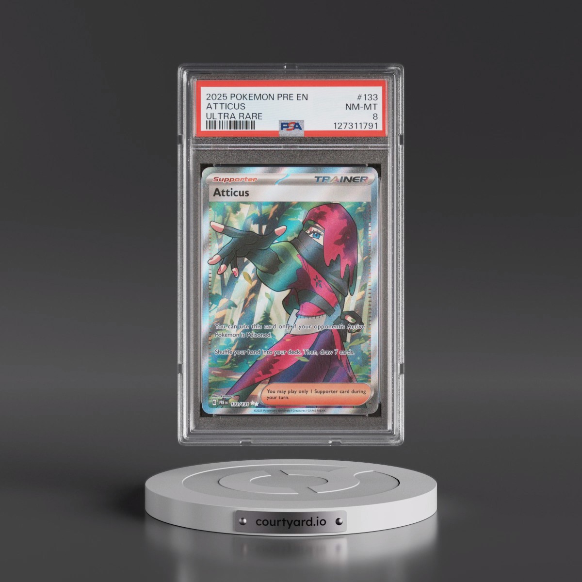 2025 Pokémon Pre EN-Prismatic Evolutions #133 Atticus - Ultra Rare (PSA 8 NM-MT)