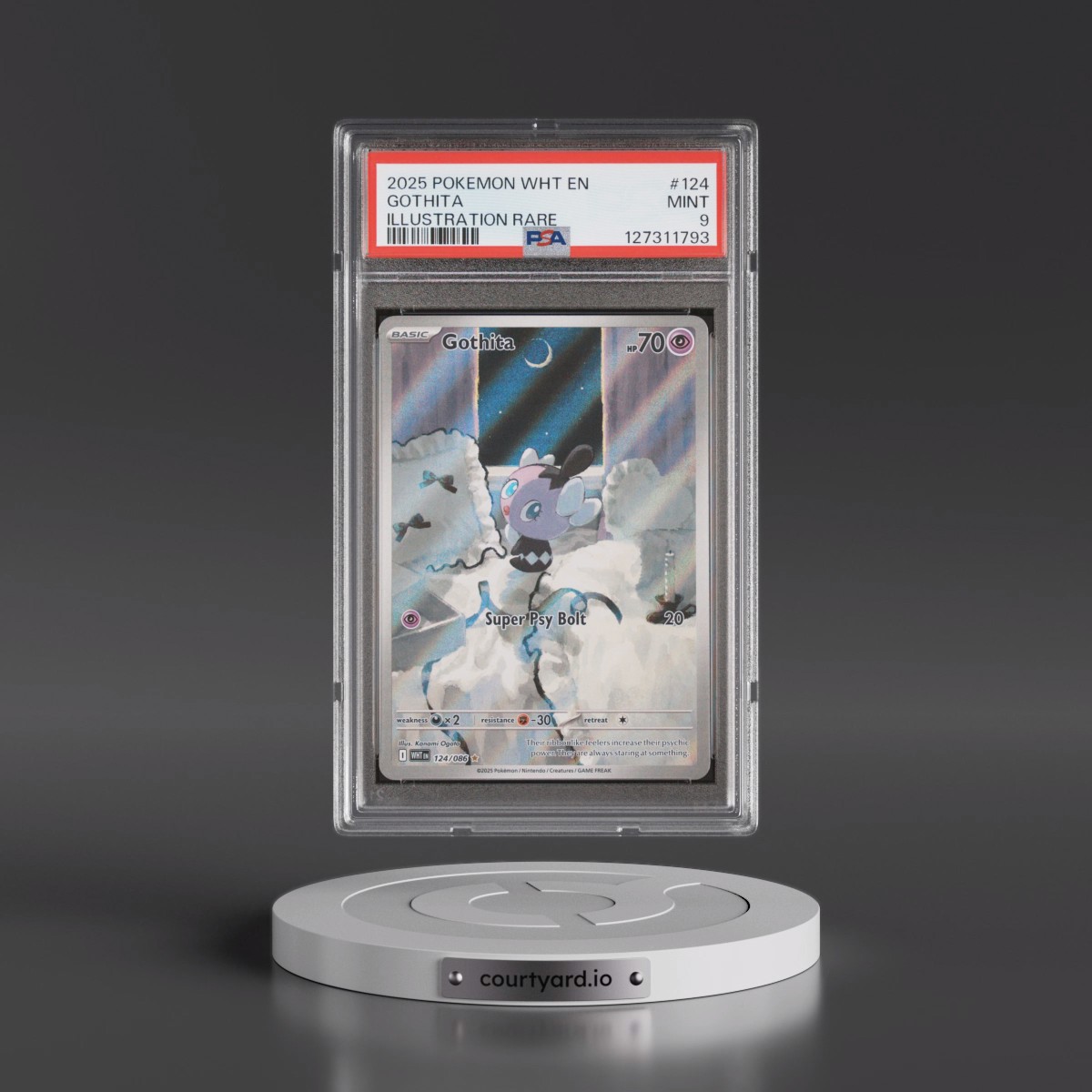 2025 Pokémon Wht EN-White Flare #124 Gothita - Illustration Rare (PSA 9 MINT)