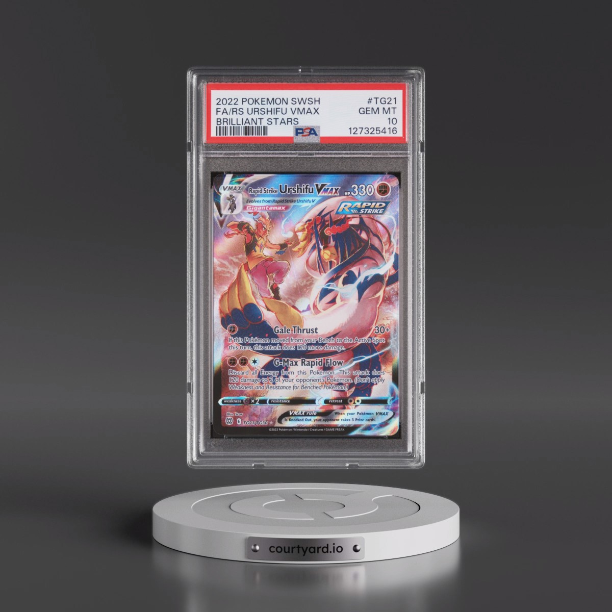 2022 Pokémon Sword & Shield Brilliant Stars #TG21 Rapid Strike Urshifu Vmax - Full Art (PSA 10 GEM MINT)