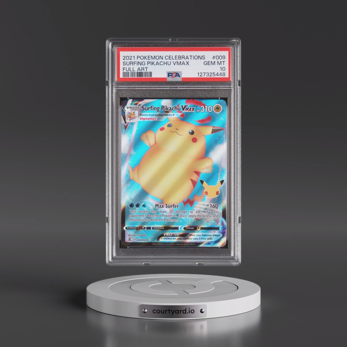 2021 Pokémon Celebrations #009 Surfing Pikachu Vmax - Full Art (PSA 10 GEM MINT)