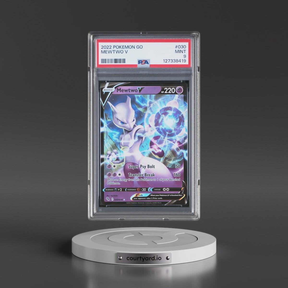 2022 Pokémon Go #030 Mewtwo V - Holo (PSA 9 MINT)