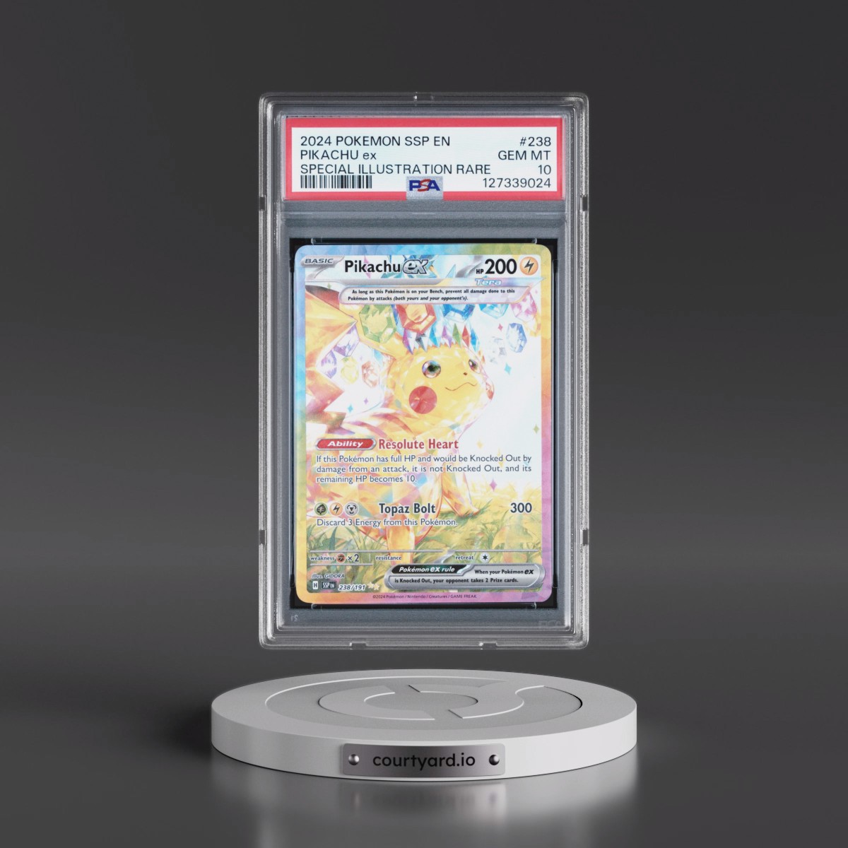 2024 Pokémon Ssp EN-Surging Sparks #238 Pikachu EX - Holo Special Illustration Rare (PSA 10 GEM MINT)