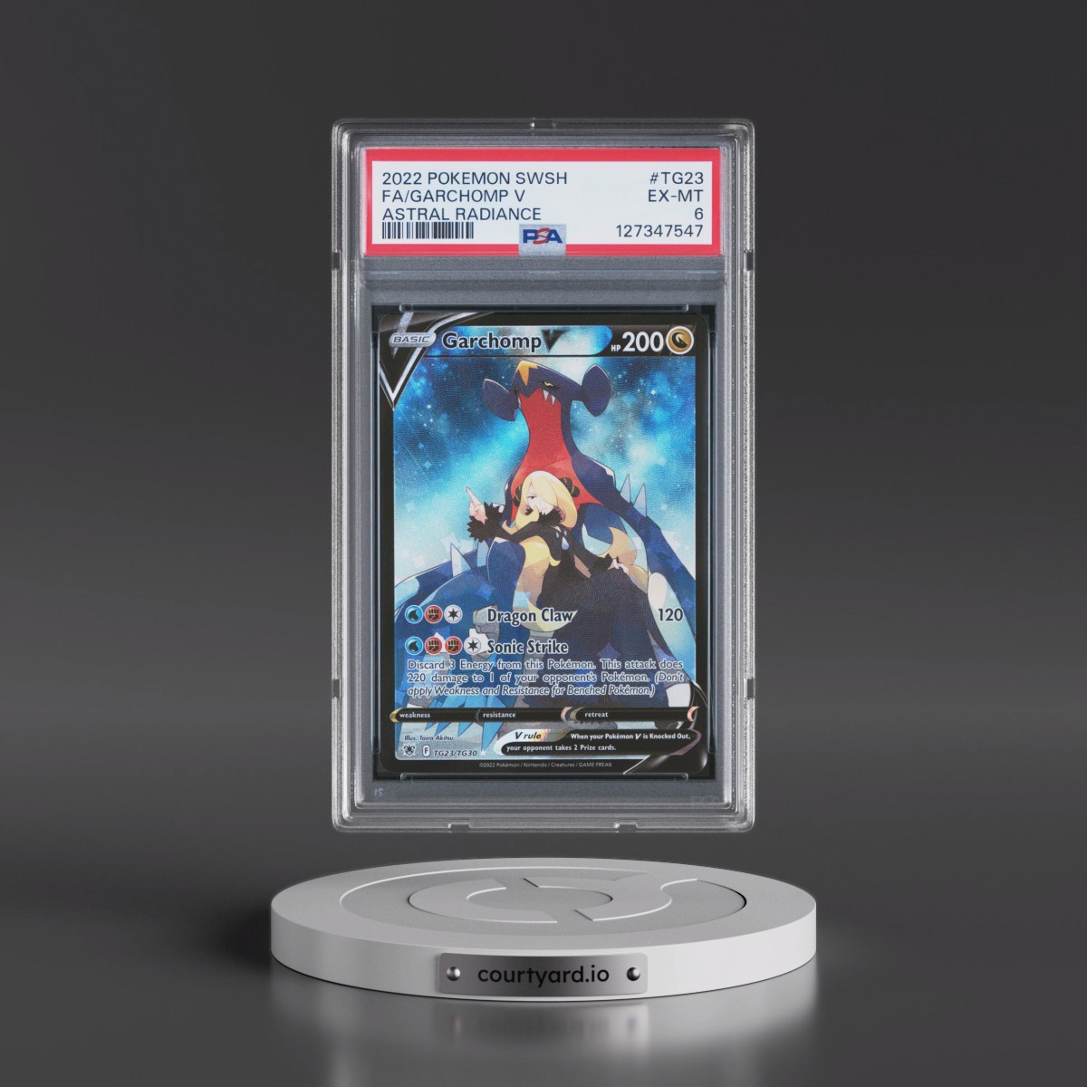 2022 Pokémon Sword & Shield Astral Radiance #TG23 Garchomp V - Holo Full Art (PSA 6 EX-MT)