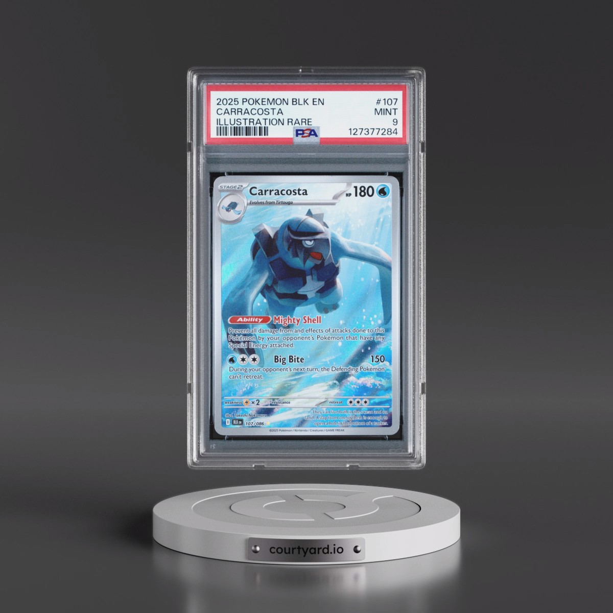 2025 Pokémon Blk EN-Black Bolt #107 Carracosta - Illustration Rare (PSA 9 MINT)