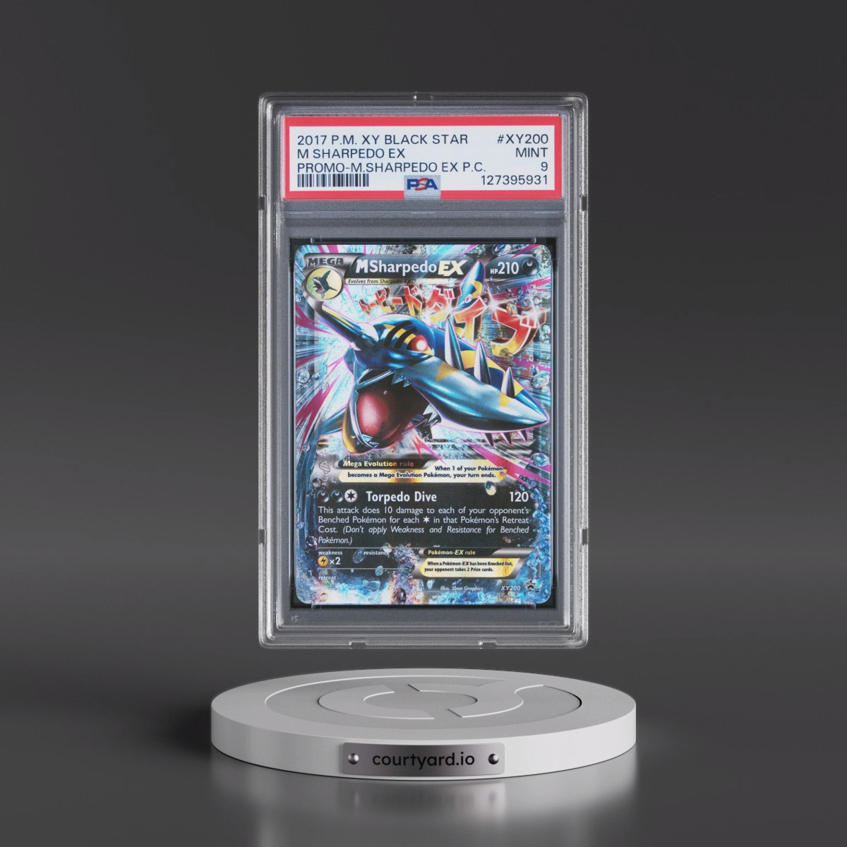 2017 Pokémon XY Black Star Promo #XY200 M Sharpedo EX - Holo Mega Sharpedo EX Premium Collection (PSA 9 MINT)