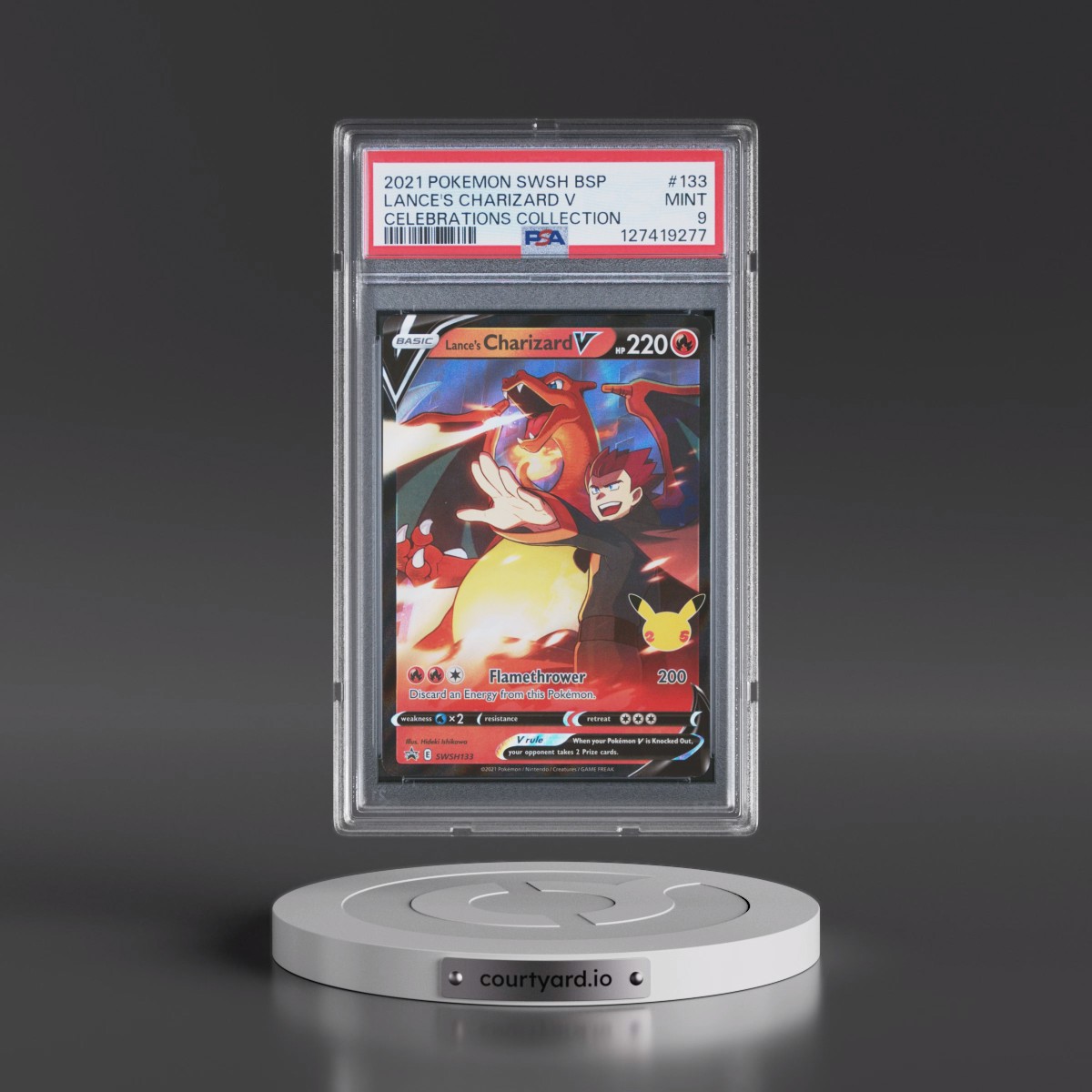 2021 Pokémon Swsh Black Star Promo #133 Lance's Charizard V - Holo Celebrations Collection (PSA 9 MINT)
