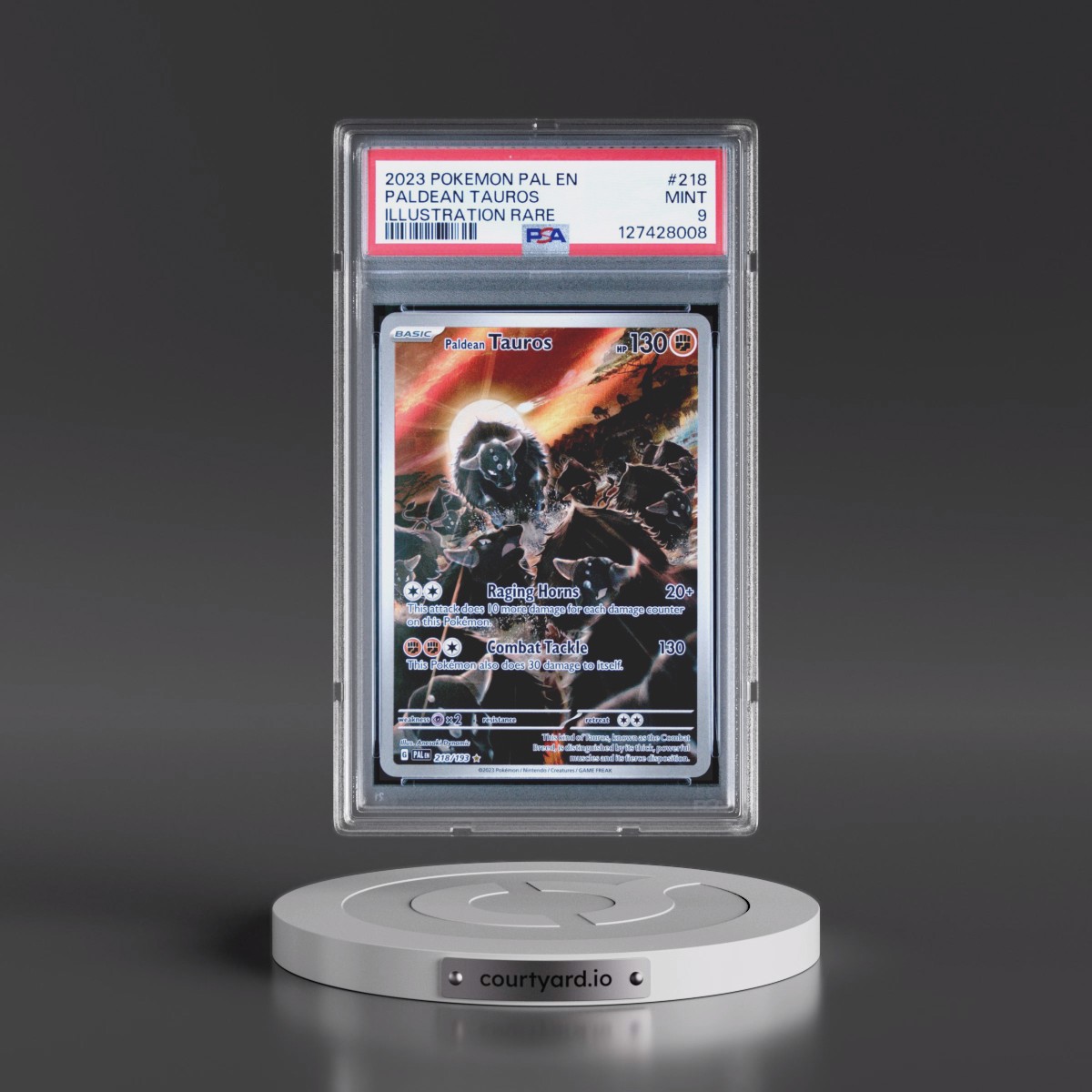 2023 Pokémon Pal EN-Paldea Evolved #218 Paldean Tauros - Illustration Rare (PSA 9 MINT)