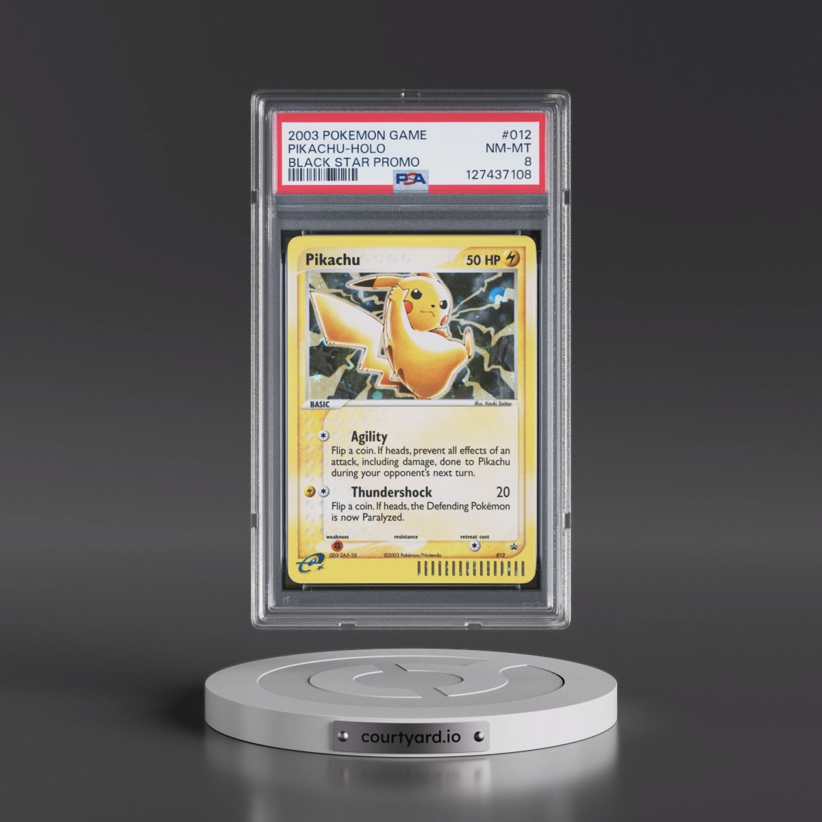 2003 Pokémon Black Star Promo #012 Pikachu - Holo (PSA 8 NM-MT)