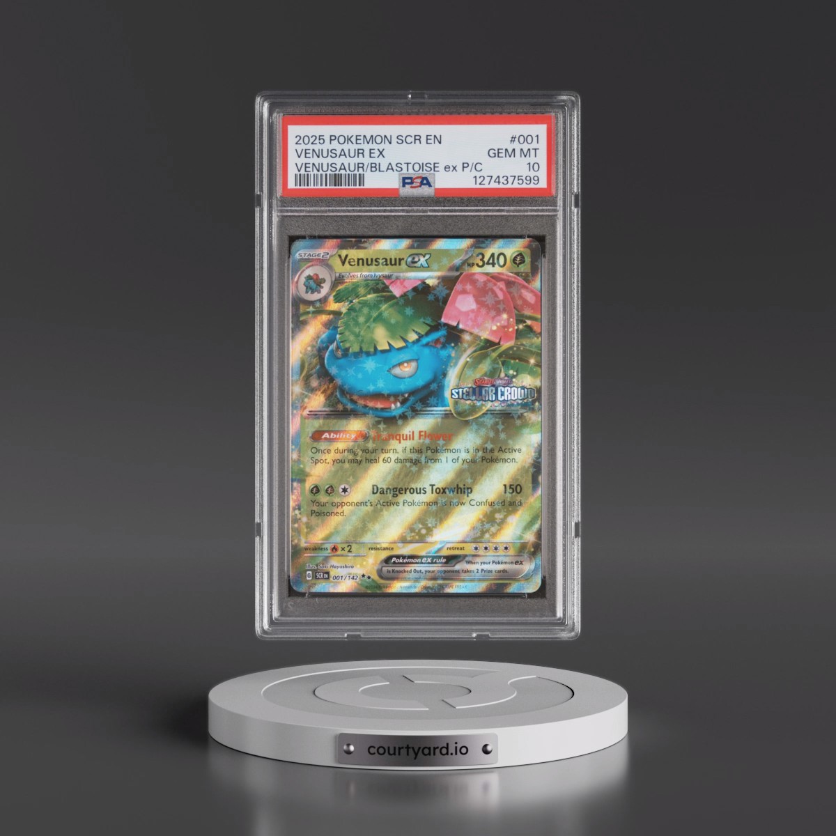 2025 Pokémon Scr EN-Stellar Crown #001 Venusaur EX - Holo Venusaur EX & Blastoise EX Premium Collection (PSA 10 GEM MINT)