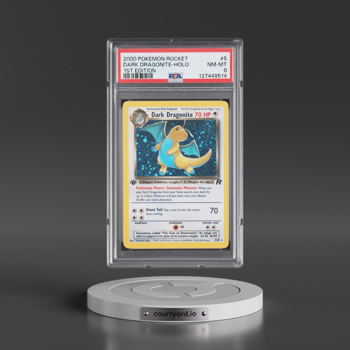2000 Pokémon Rocket #5 Dark Dragonite - 1st Edition Holo (PSA 8 NM-MT) - Photo