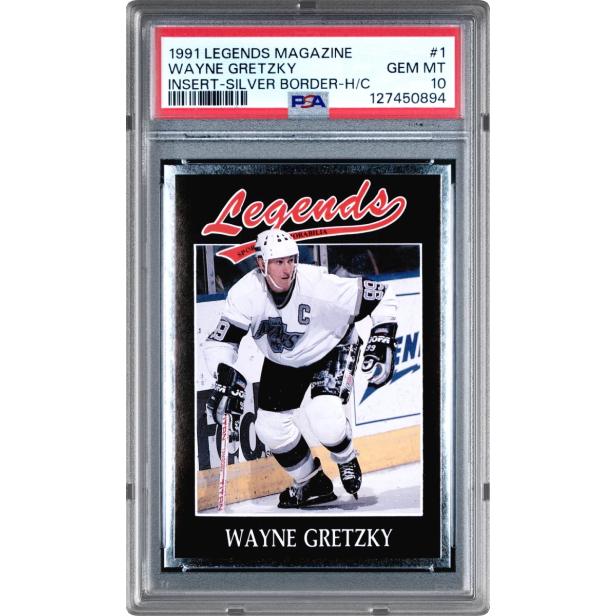 1991 Legends Magazine Insert #1 Wayne Gretzky - Silver Border-Hand Cut (PSA 10 GEM MINT)