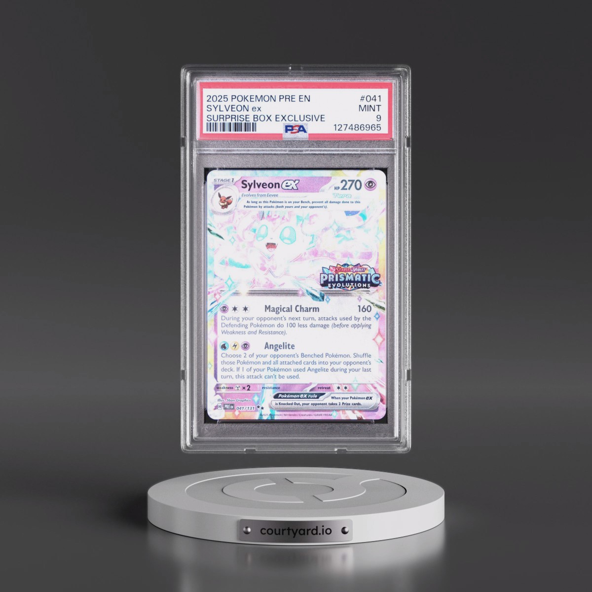 2025 Pokémon Pre EN-Prismatic Evolutions #041 Sylveon EX - Holo Surprise Box Exclusive (PSA 9 MINT)