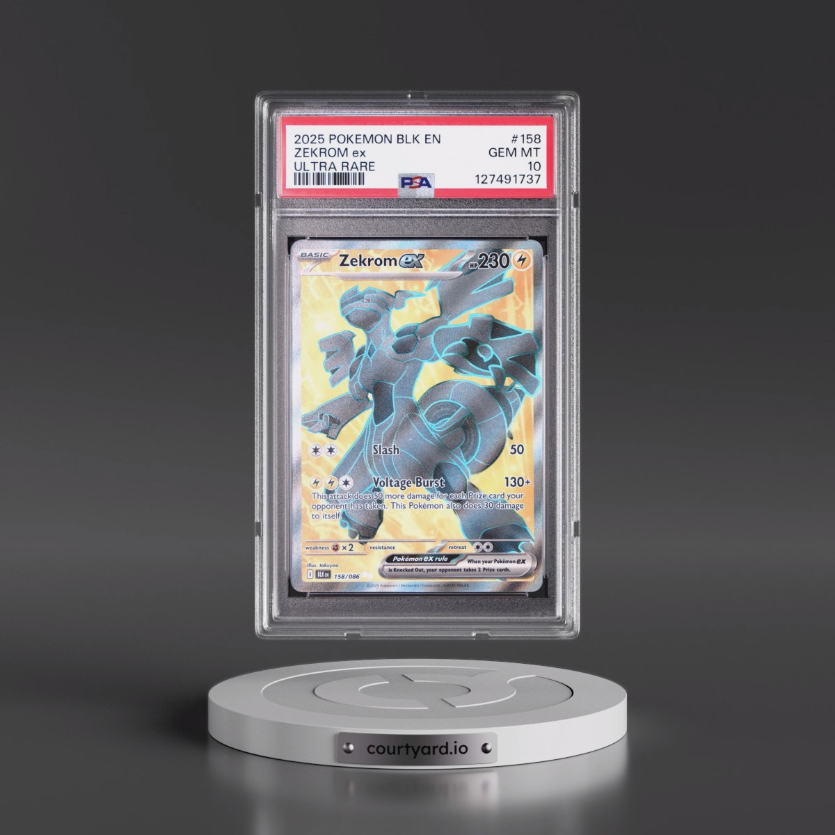 2025 Pokémon Blk EN-Black Bolt #158 Zekrom EX - Holo Ultra Rare (PSA 10 GEM MINT)