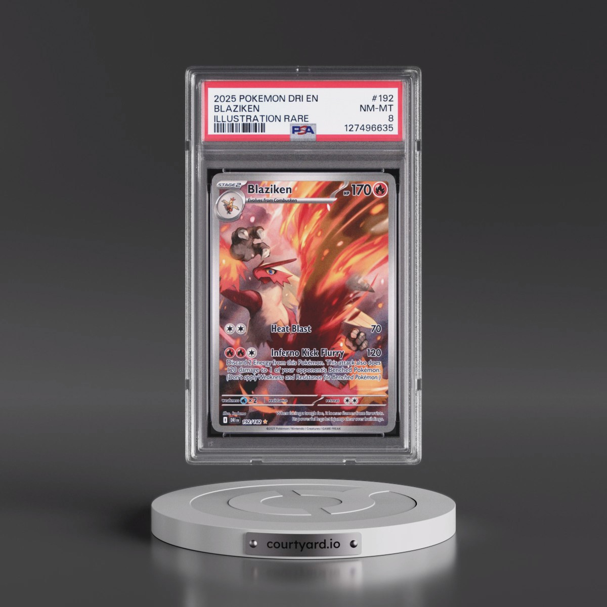 2025 Pokémon Dri EN-Destined Rivals #192 Blaziken - Illustration Rare (PSA 8 NM-MT)