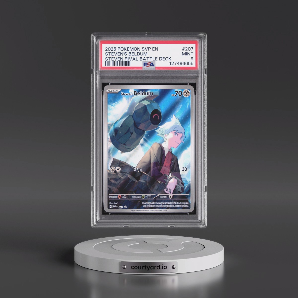 2025 Pokémon Svp EN-SV Black Star Promo #207 Steven's Beldum - Steven Rival Battle Deck (PSA 9 MINT)