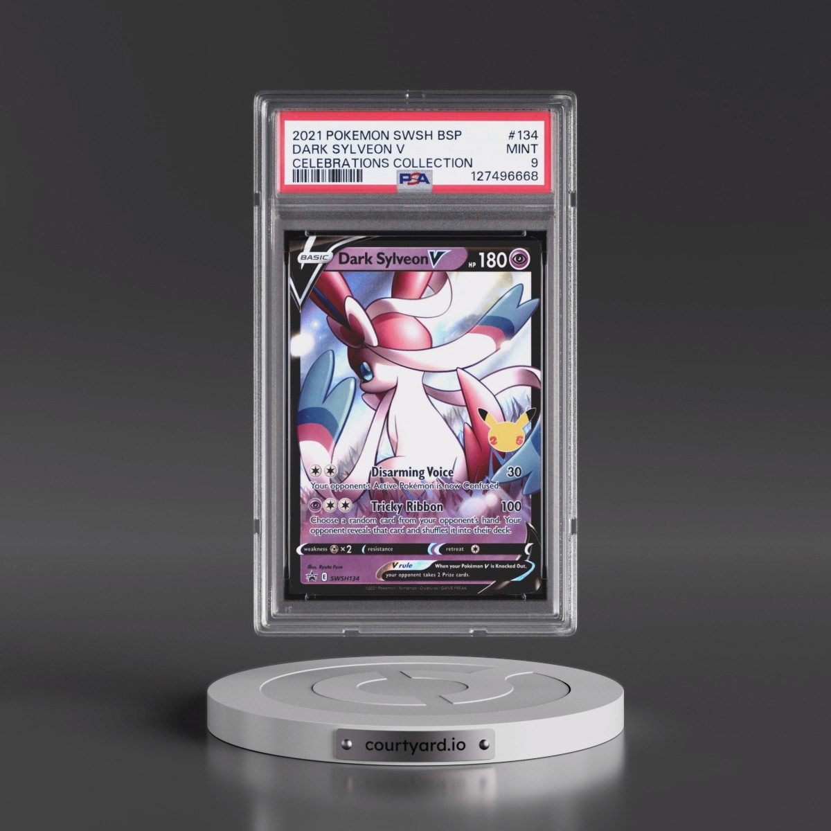 2021 Pokémon Swsh Black Star Promo #134 Dark Sylveon V - Holo Celebrations Collection (PSA 9 MINT)