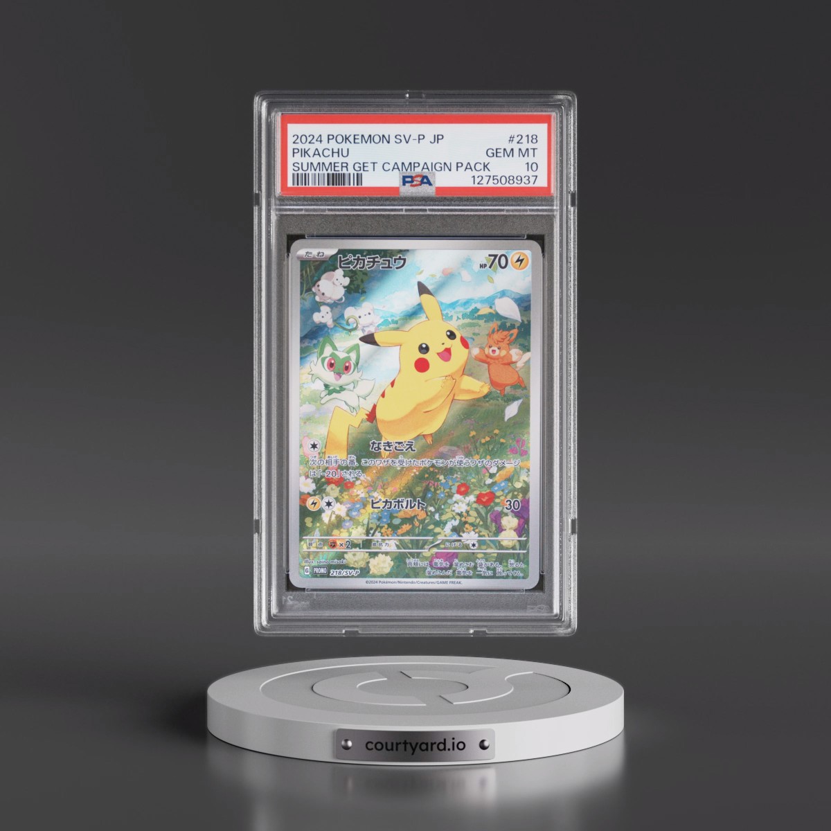 2024 Pokémon SV-P Promo #218 Pikachu - Summer of Pokeca Is Here! Promo Card Get Campaign Pack (PSA 10 GEM MINT)