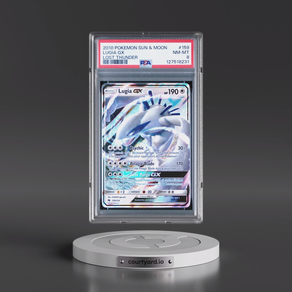 2018 Pokémon Sun & Moon Lost Thunder #159 Lugia GX - Holo (PSA 8 NM-MT)