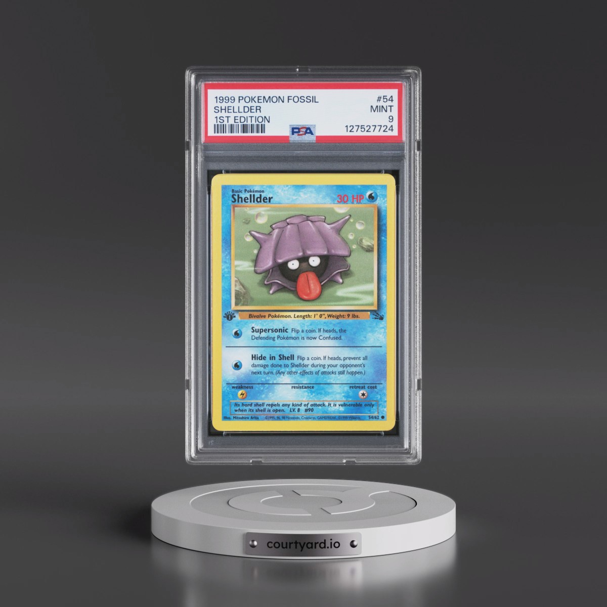 1999 Pokémon Fossil #54 Shellder - 1st Edition (PSA 9 MINT)