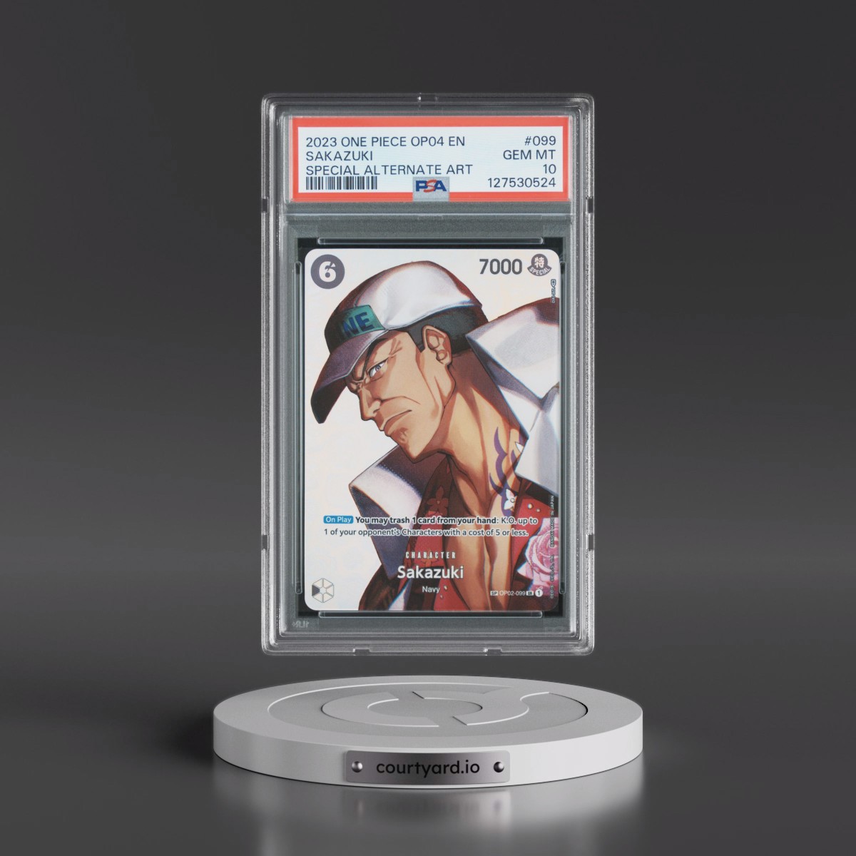 2023 One Piece OP04-Kingdoms of Intrigue #099 Sakazuki - Special Alternate Art (PSA 10 GEM MINT)
