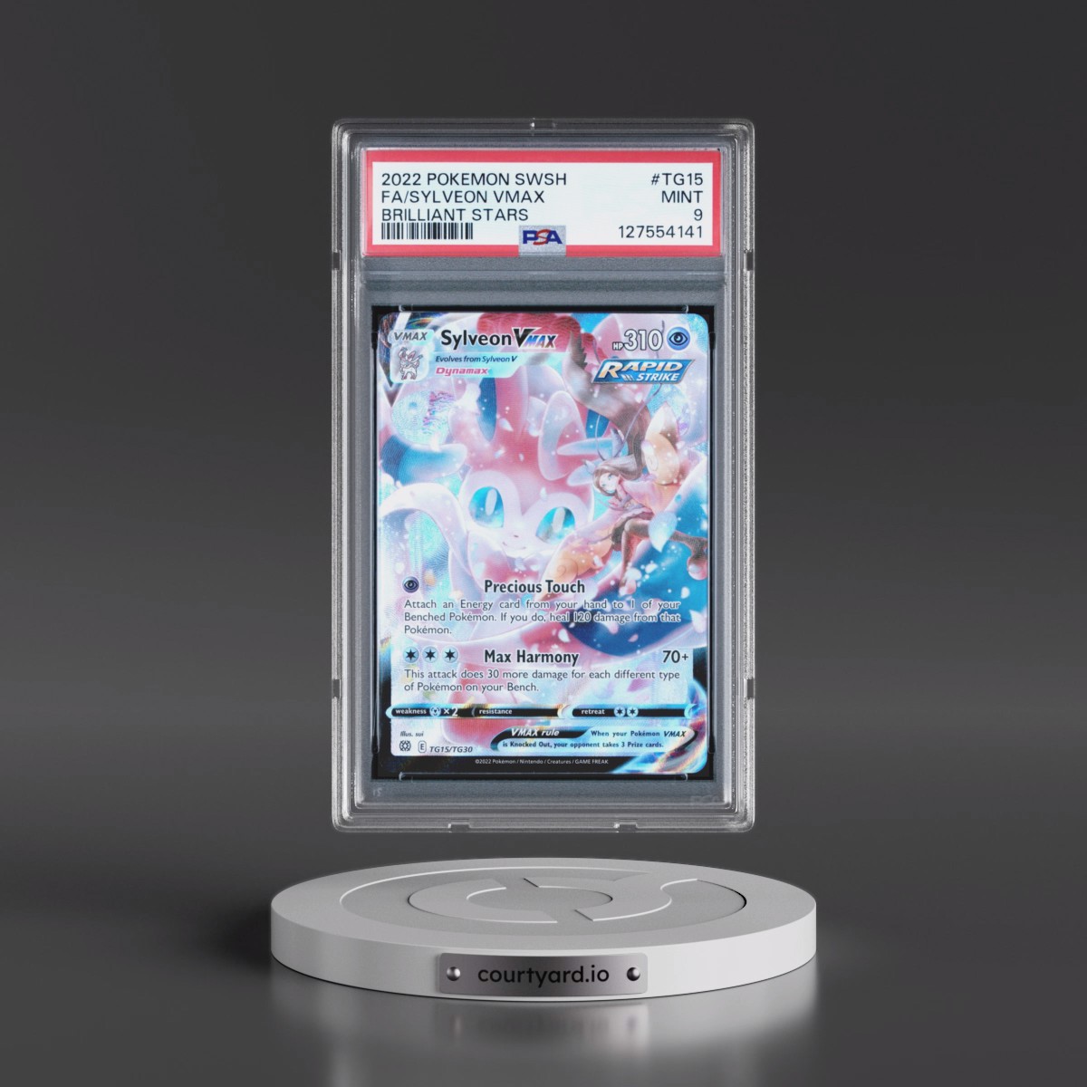 2022 Pokémon Sword & Shield Brilliant Stars Sylveon Vmax - Full Art #TG15 PSA 9