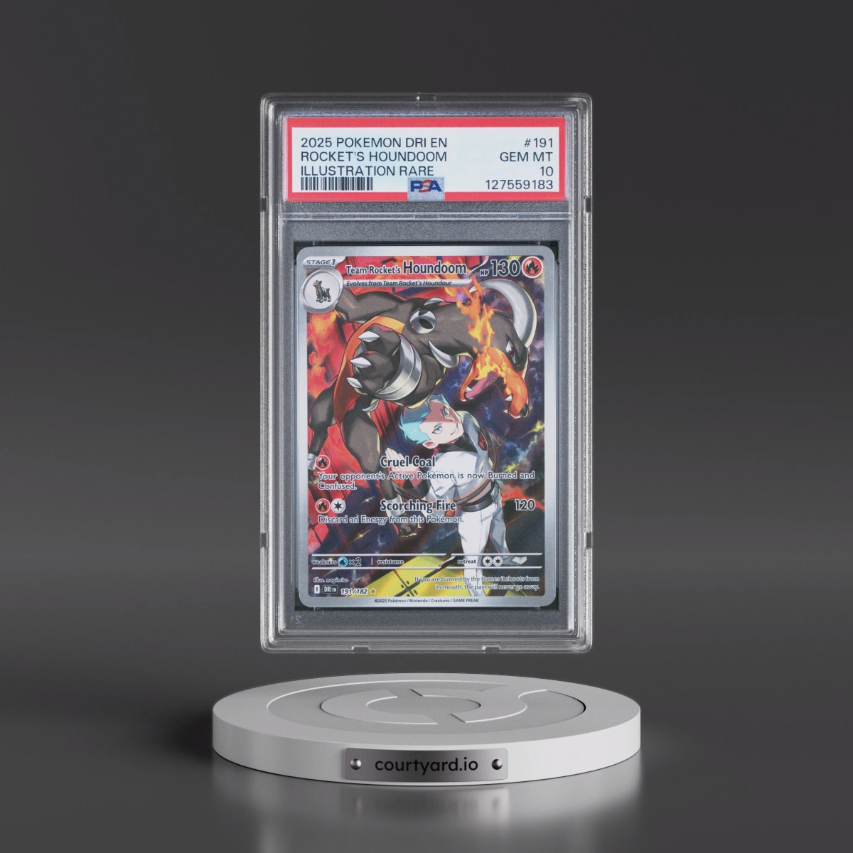 2025 Pokémon Dri EN-Destined Rivals #191 Team Rocket's Houndoom - Illustration Rare (PSA 10 GEM MINT)