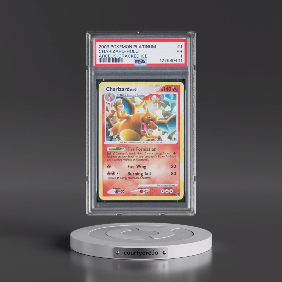 2009 Pokémon Platinum Arceus #1 Charizard - Holo Cracked Ice (PSA 1 PR)