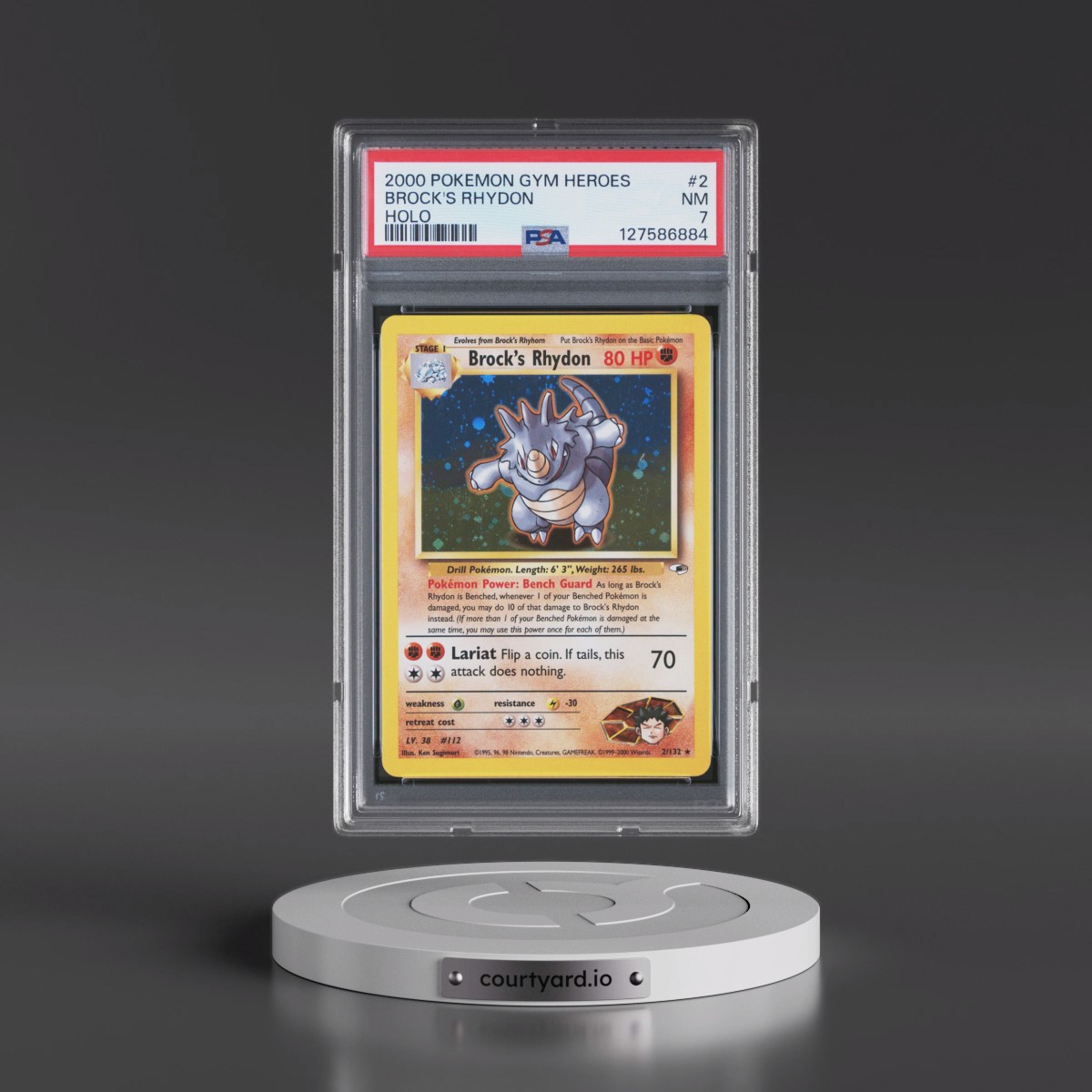 2000 Pokémon Gym Heroes #2 Brock's Rhydon - Holo (PSA 7 NM)