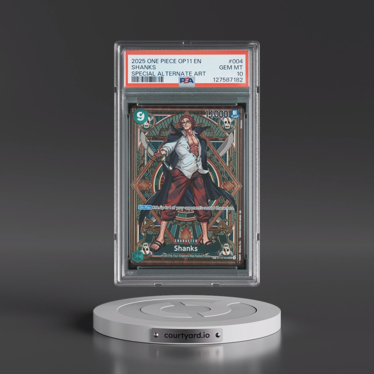 2025 One Piece OP11-A Fist of Divine Speed #004 Shanks - Special Alternate Art (PSA 10 GEM MINT)