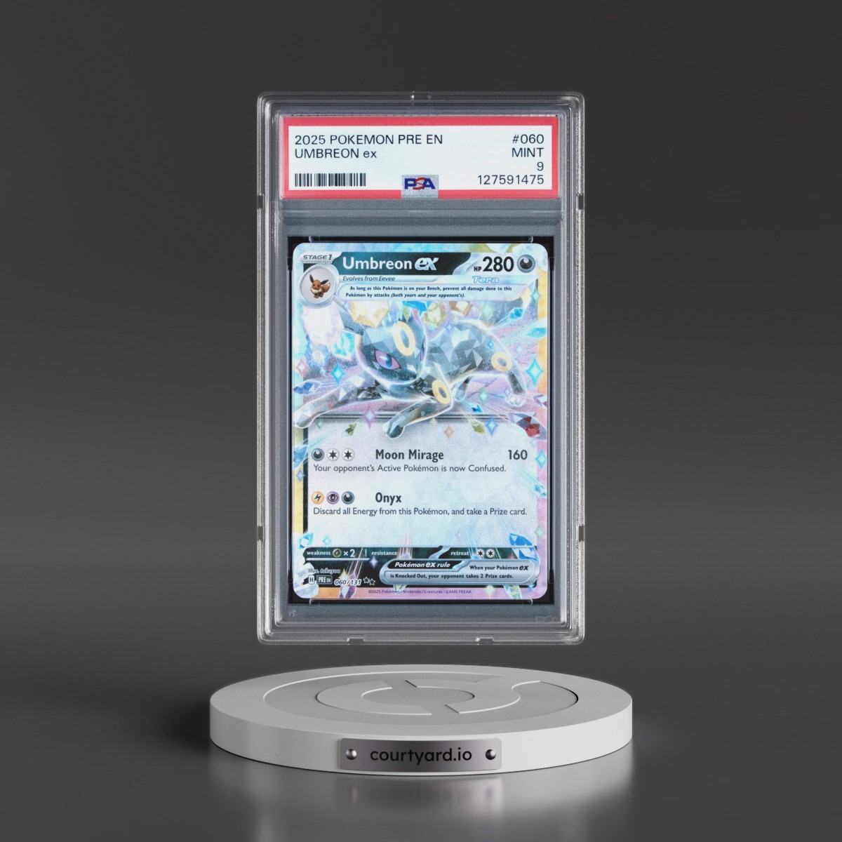 2025 Pokémon Pre EN-Prismatic Evolutions #060 Umbreon EX - Holo (PSA 9 MINT)