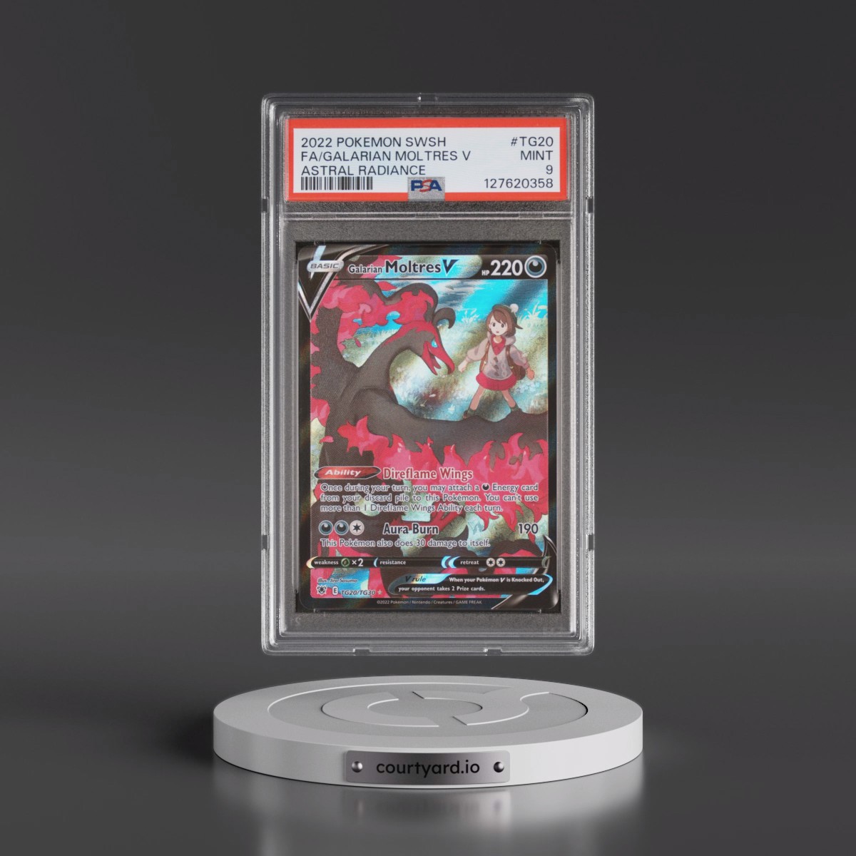 2022 Pokémon Sword & Shield Astral Radiance #TG20 Galarian Moltres V - Holo Full Art (PSA 9 MINT)