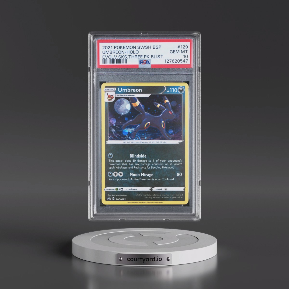 2021 Pokémon Swsh Black Star Promo #129 Umbreon - Holo Evolving Skies Three Pack Blisters (PSA 10 GEM MINT) - Photo