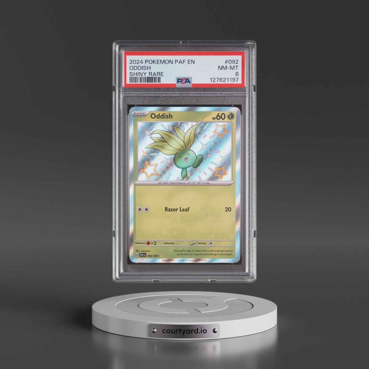 2024 Pokémon Paf EN-Paldean Fates #092 Oddish - Shiny Rare (PSA 8 NM-MT)