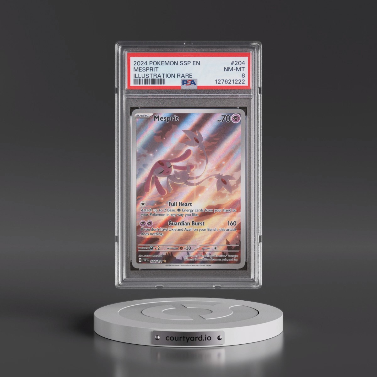 2024 Pokémon Ssp EN-Surging Sparks #204 Mesprit - Illustration Rare (PSA 8 NM-MT)