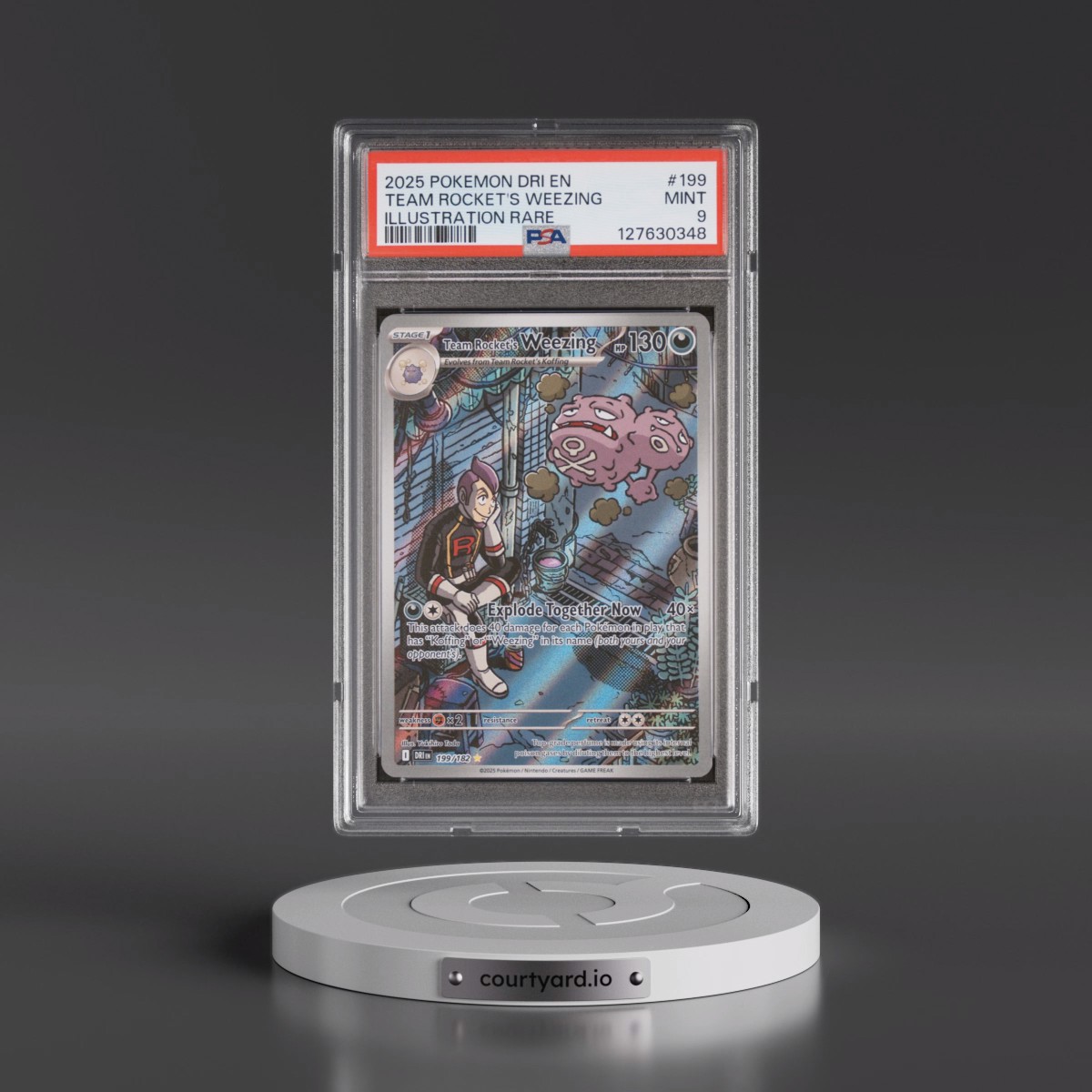 2025 Pokémon Dri EN-Destined Rivals #199 Team Rocket's Weezing - Illustration Rare (PSA 9 MINT)