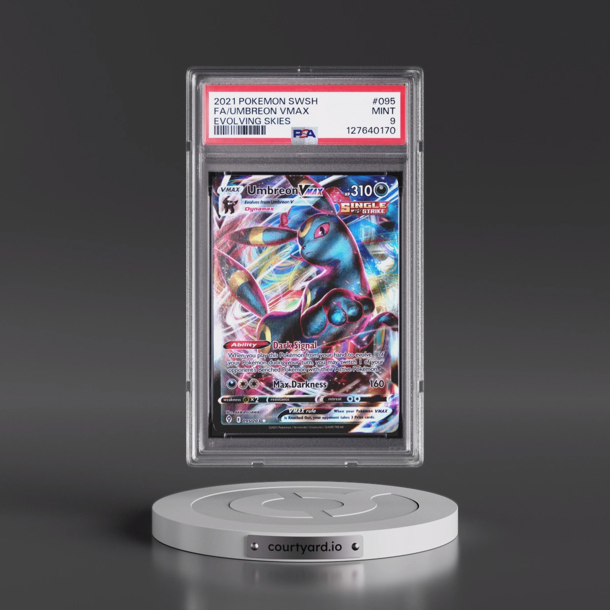 2021 Pokémon Sword & Shield Evolving Skies #095 Umbreon Vmax - Full Art (PSA 9 MINT)