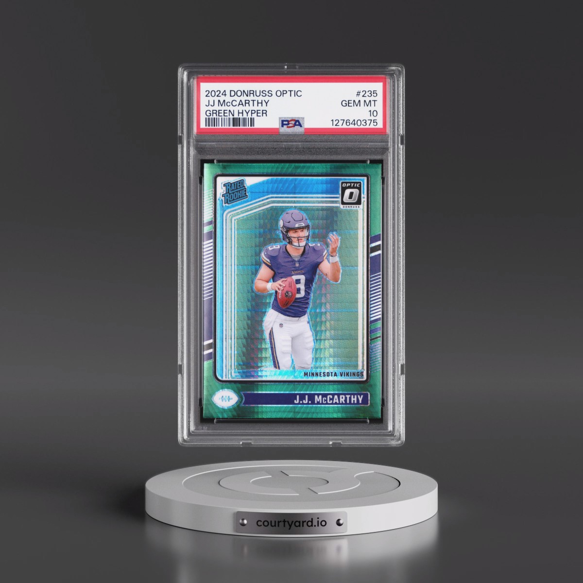 2024 Panini Donruss Optic #235 JJ McCarthy - Green Hyper (PSA 10 GEM MINT)