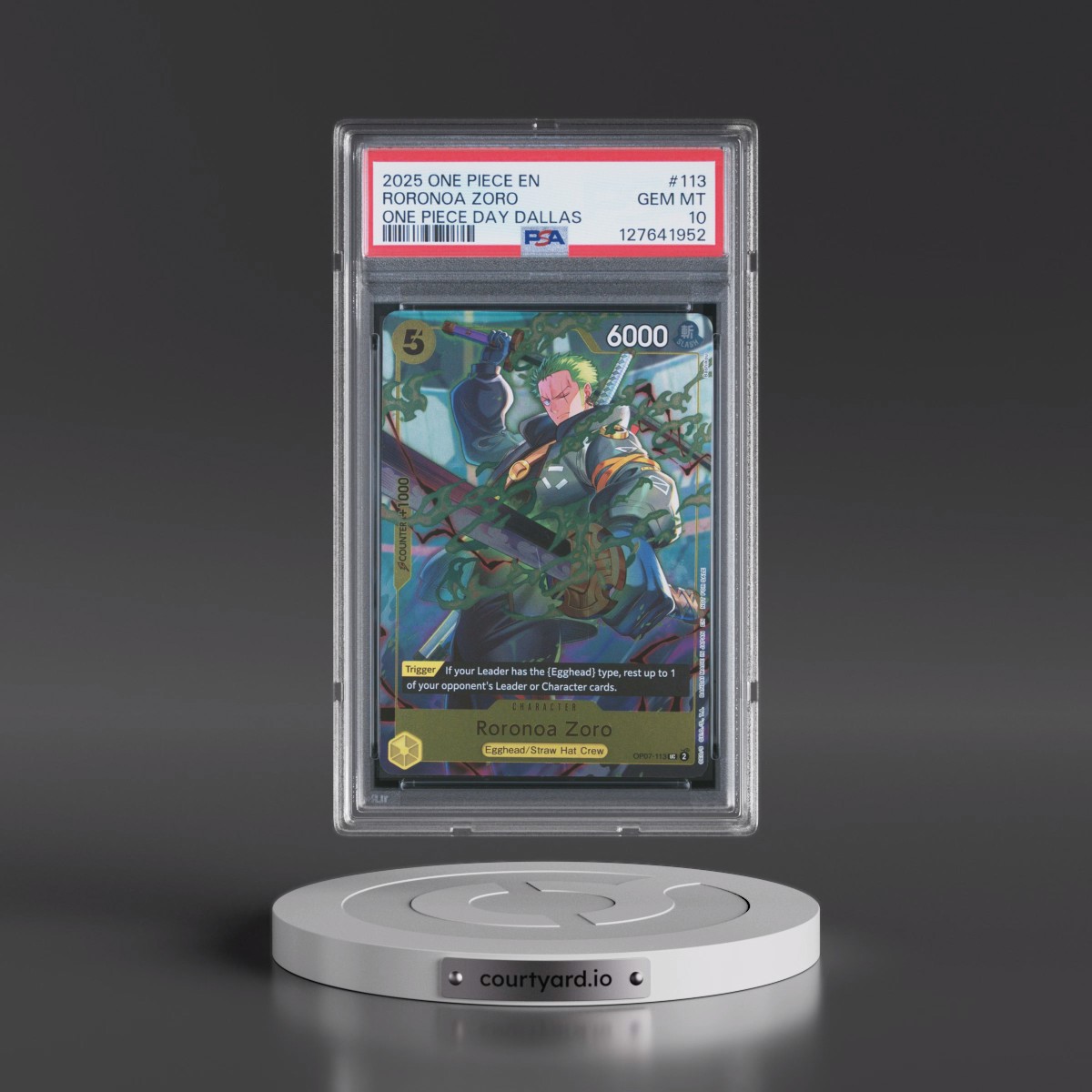 2025 One Piece Promos #113 Roronoa Zoro - One Piece Day Dallas (PSA 10 GEM MINT)