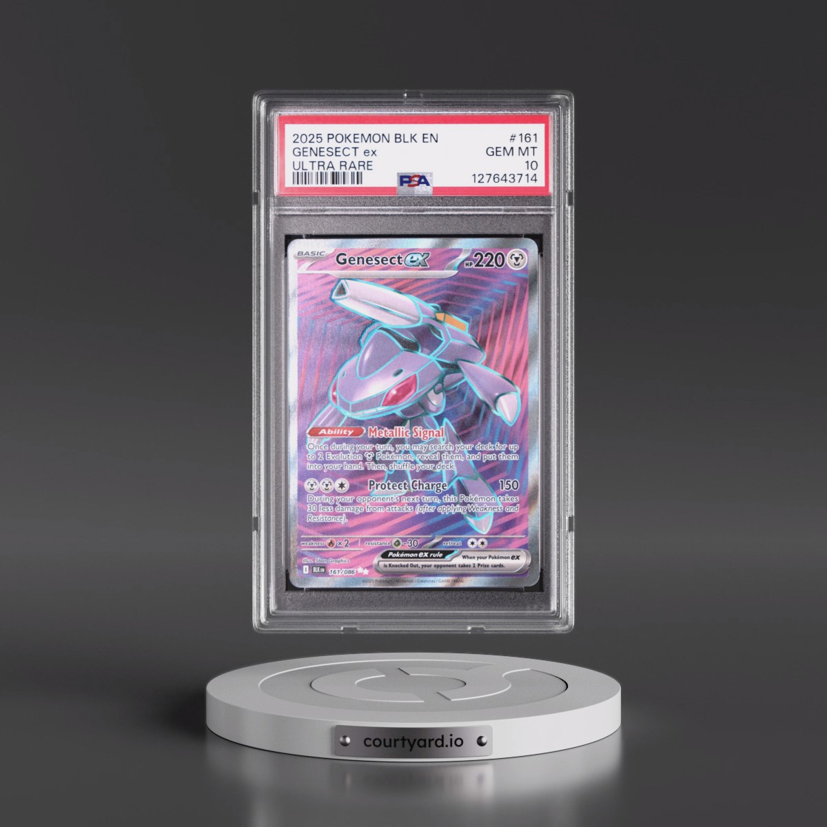 2025 Pokémon Blk EN-Black Bolt #161 Genesect EX - Holo Ultra Rare (PSA 10 GEM MINT)