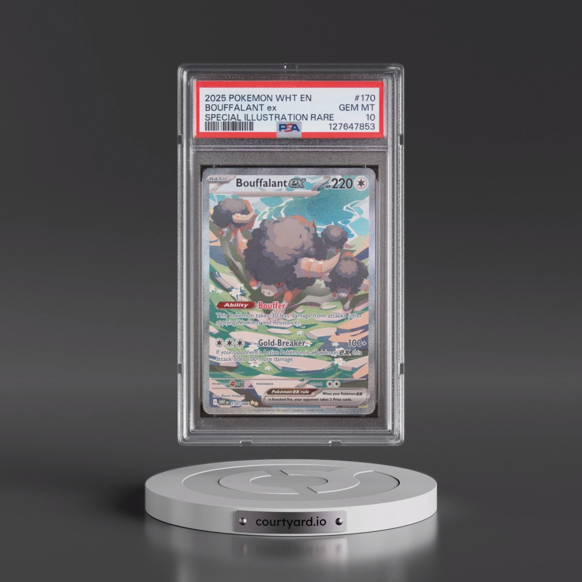 2025 Pokémon Wht EN-White Flare #170 Bouffalant EX - Holo Special Illustration Rare (PSA 10 GEM MINT)