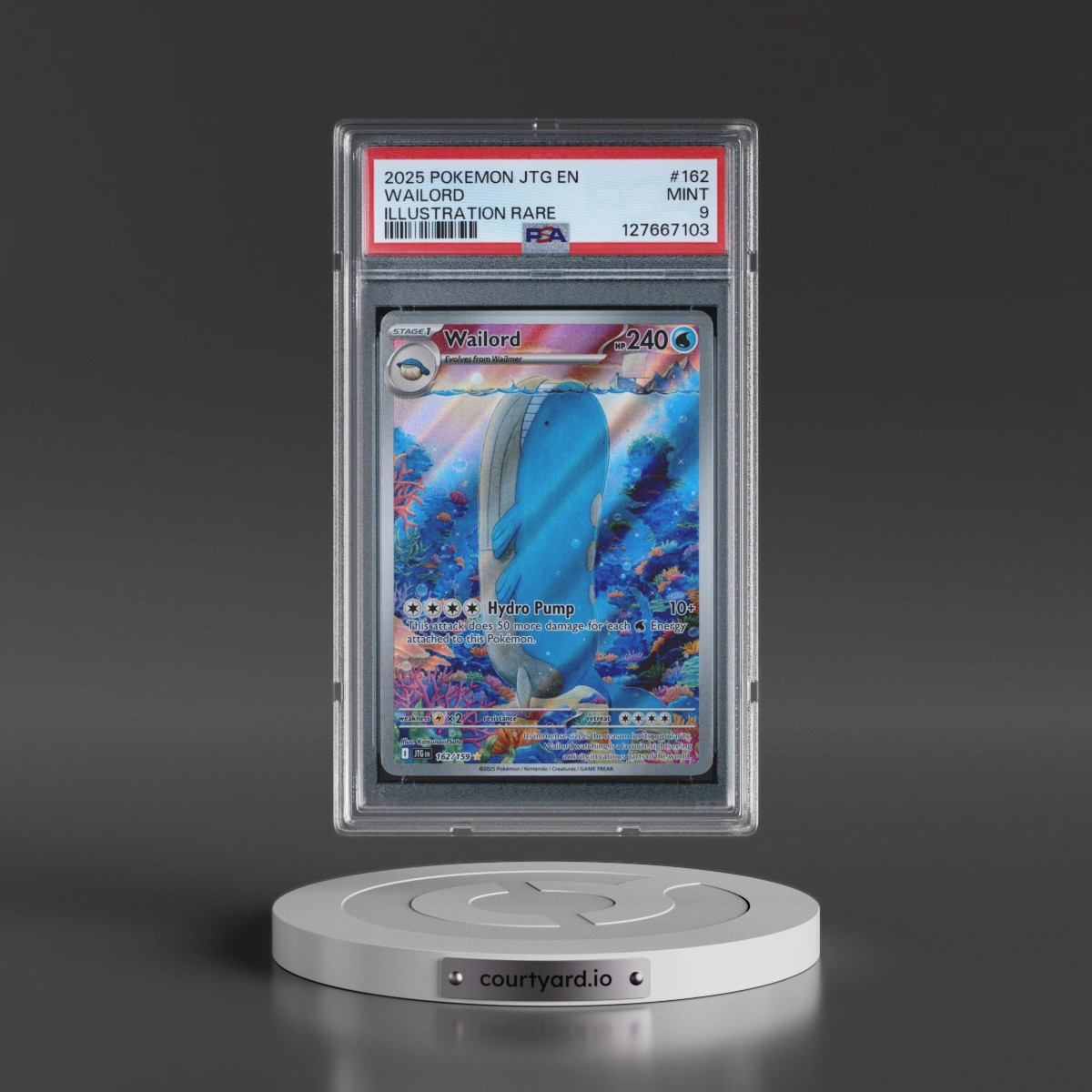 2025 Pokémon Jtg EN-Journey Together #162 Wailord - Illustration Rare (PSA 9 MINT)
