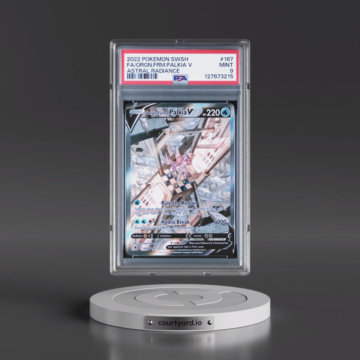 2022 Pokémon Sword & Shield Astral Radiance #167 Origin Forme Palkia V - Holo Full Art (PSA 9 MINT)