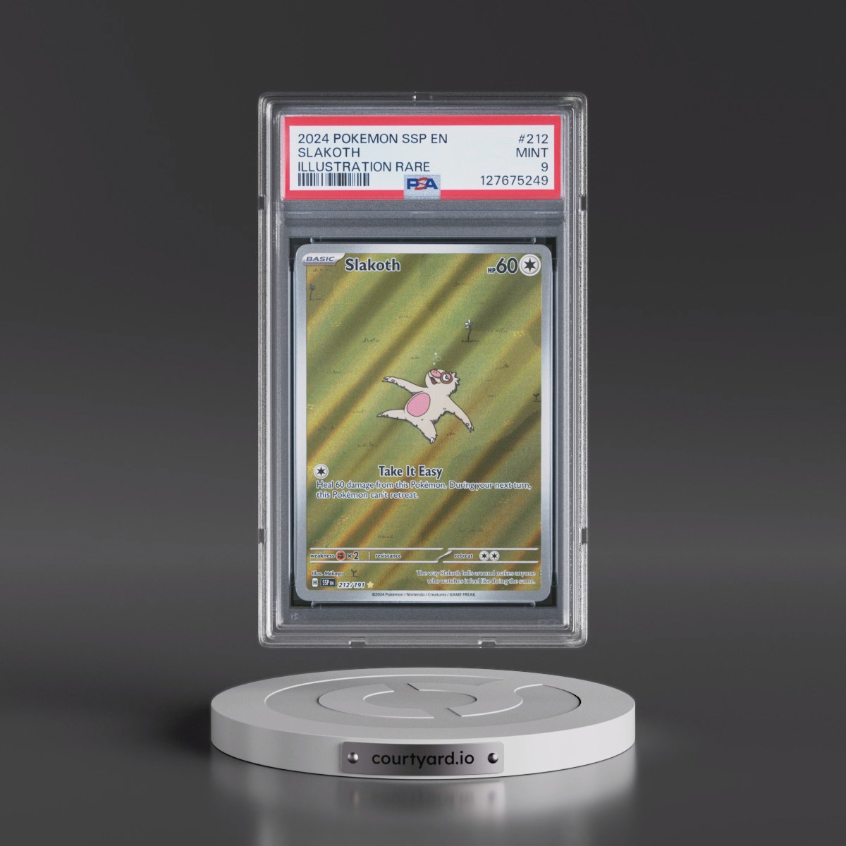 2024 Pokémon Ssp EN-Surging Sparks #212 Slakoth - Illustration Rare (PSA 9 MINT)
