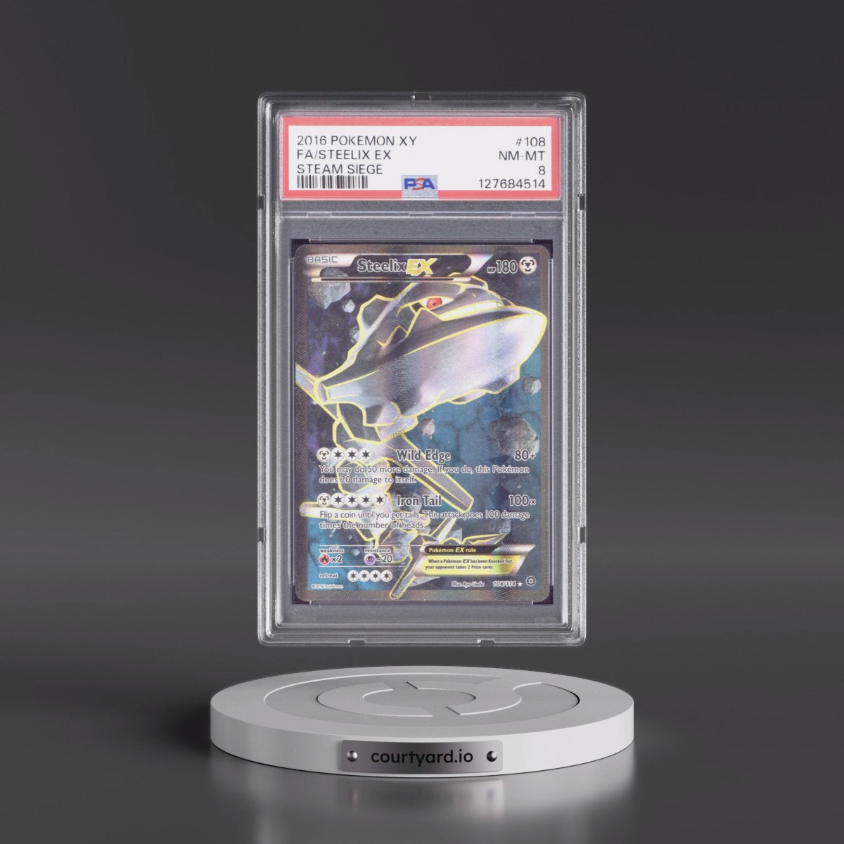 2016 Pokémon XY Steam Siege #108 Steelix EX - Holo Full Art (PSA 8 NM-MT)