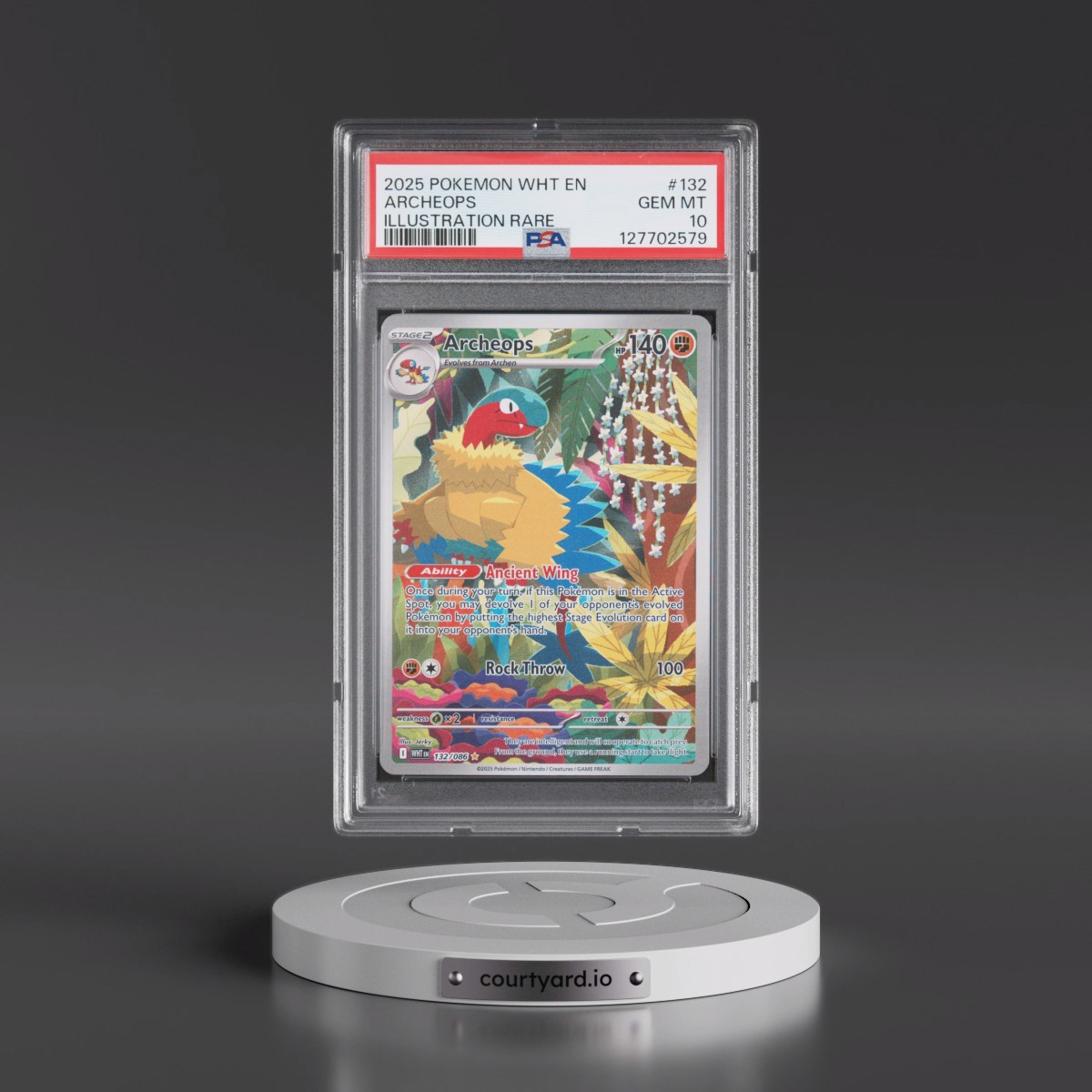 2025 Pokémon Wht EN-White Flare #132 Archeops - Illustration Rare (PSA 10 GEM MINT)