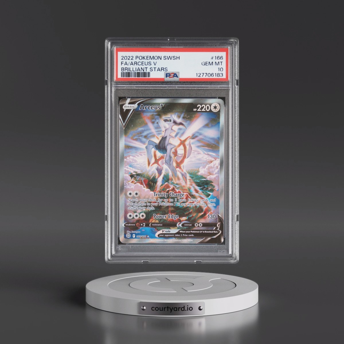 2022 Pokémon Sword & Shield Brilliant Stars #166 Arceus V - Holo Full Art (PSA 10 GEM MINT)