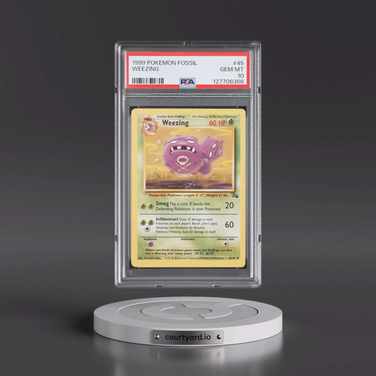 1999 Pokémon Fossil #45 Weezing (PSA 10 GEM MINT)