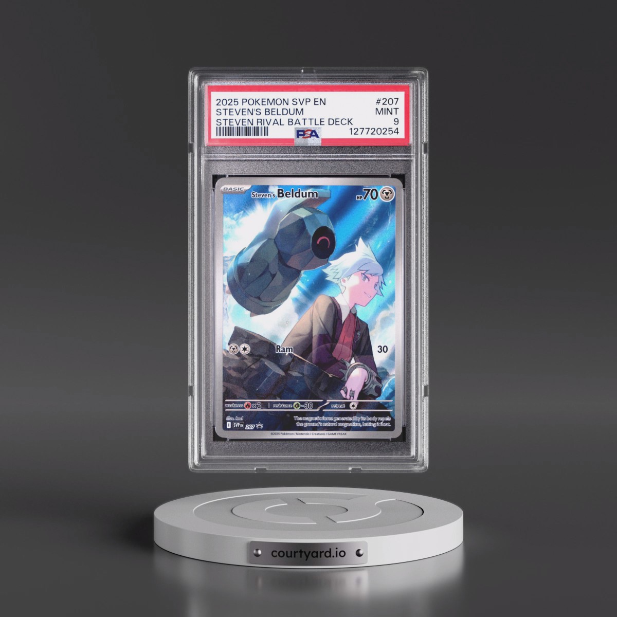 2025 Pokémon Svp EN-SV Black Star Promo #207 Steven's Beldum - Steven Rival Battle Deck (PSA 9 MINT)