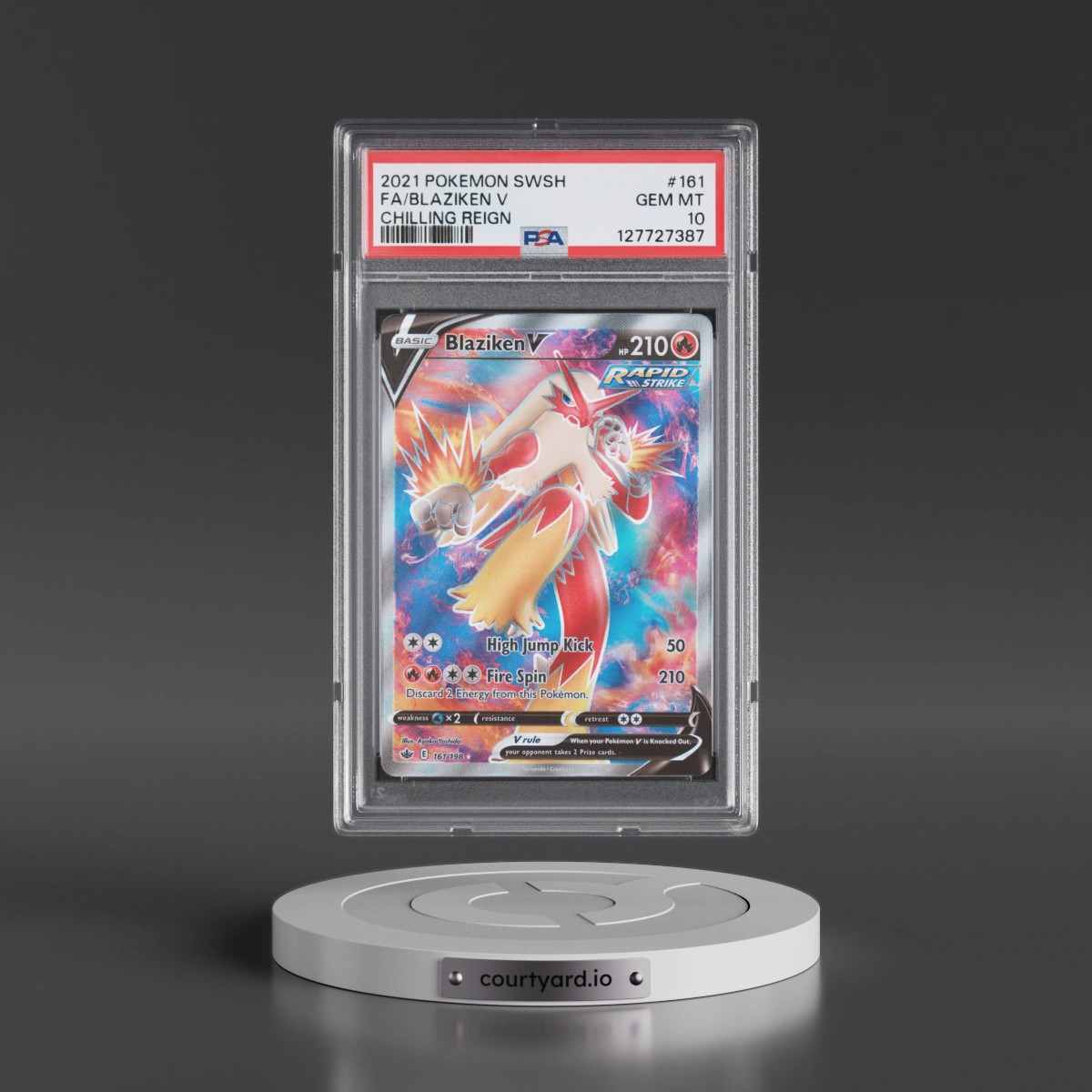 2021 Pokémon Sword & Shield Chilling Reign #161 Blaziken V - Holo Full Art (PSA 10 GEM MINT)