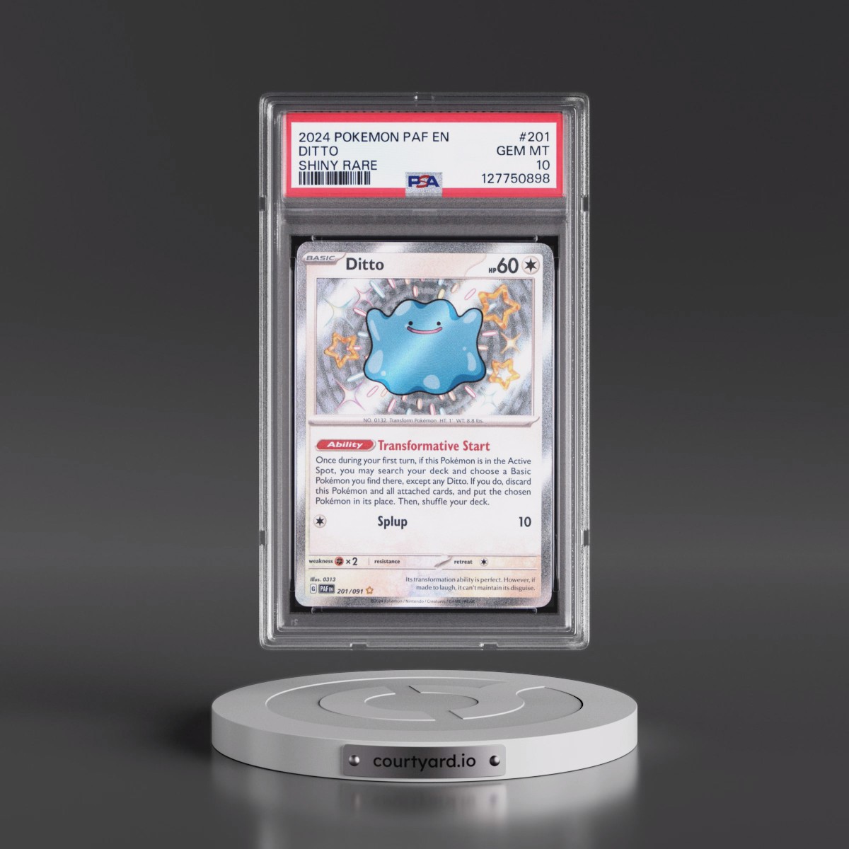2024 Pokémon Paf EN-Paldean Fates #201 Ditto - Shiny Rare (PSA 10 GEM MINT)